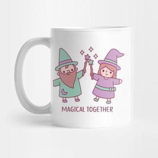 Cute Wizard And Witch Girl Magical Together Mug